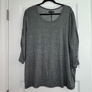 Lane Bryant Metallic Shimmer 3/4 Length Ruched Sleeve Top